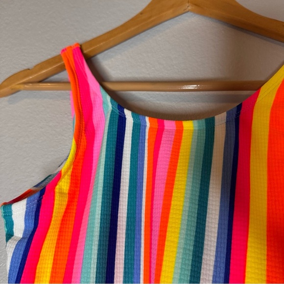 New Cat & Jack Girls XL Multi Colored Striped Swimsuit Bathing Suit - Picture 9 of 16